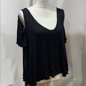 Free People Large black cold shoulder T-shirt